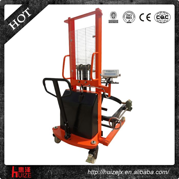 半電動(dòng)稱重油桶車(chē)（夾鐵桶，手搖翻轉(zhuǎn)倒料）